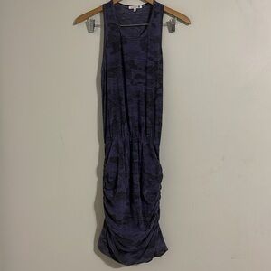 Sundry blue camo print sleeveless ruched side dress 0